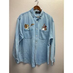 Vintage Scooby Doo Button Up Shirt Warner Bros Shaggy Cartoon Network 90s XL